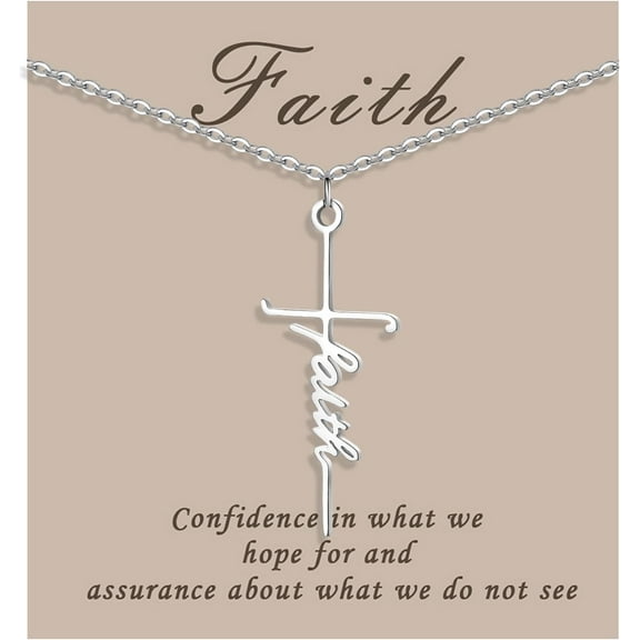 Faith Cross Necklace Jewelry for Women Silver Jesus Christian Pendant Necklaces Gifts for Mom