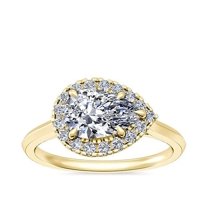 0.65 T.C.W Pear Shaped Real Diamond New Design Halo Wedding Ring for Women Solid 18K Yellow Gold Size 3.5