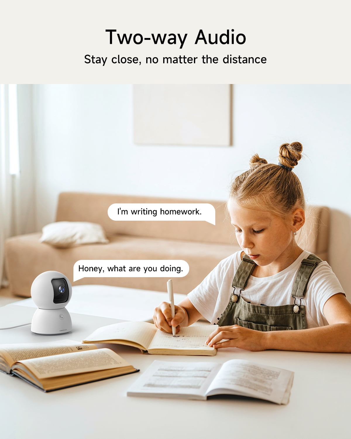 Wireless Baby Monitor Camera with 2K HD Resolution, 360° Panoramic View, Motion Tracking, Night Vision and Two-Way Audio for Home Security