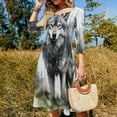 thumbnail image 4 of Watercolor Wolf in Forest Dress Summer Dresses Woman Street Style Big Size Casual Dress, 4 of 9
