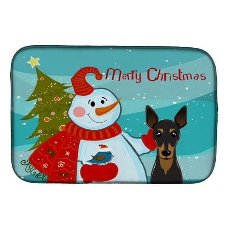 

Carolines Treasures BB1860DDM Absorbent Dish Drying Mat for Kitchen Counter Snowman with Min Pin Dish Drying Mat 14 x