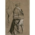 thumbnail image 2 of Adolph Menzel 11x14 Gold Ornate Wood Frame and Double Matted Museum Art Print Titled - Study for ‘Flute Concert Friedrich II in Sanssouci’ (Around 1852), 2 of 4