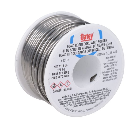 Solder Oatey 50194 Rosin Core 60/40 227 g para trabajos eléctricos