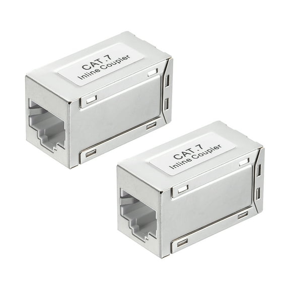 2PCS RJ45 CAT7 Ethernet Coupler, Ethernet Coupler Female to Female in Line Cat7 Cat6 Cat5e Cat5 Extender Cable Adapter, Grey