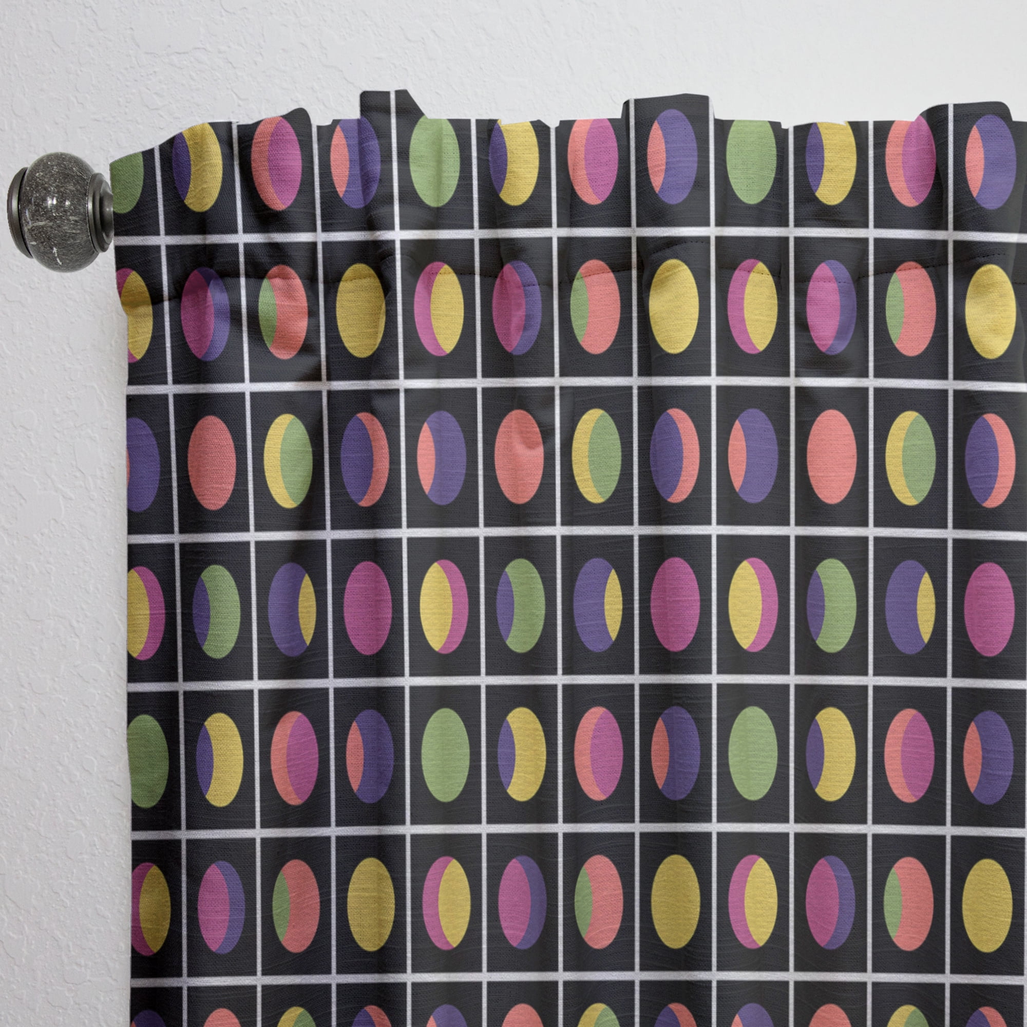 Designart 'Circular Moons Retro Pattern' Mid-Century Modern Curtain Panel