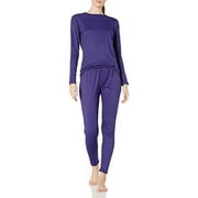 Fruit of the Loom Women's Fleece Lined Thermal Underwear Set, Deep Blue, X-Large