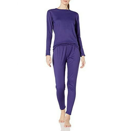 Fruit of the Loom Women's Fleece Lined Thermal Underwear Set, Deep Blue, X-Large
