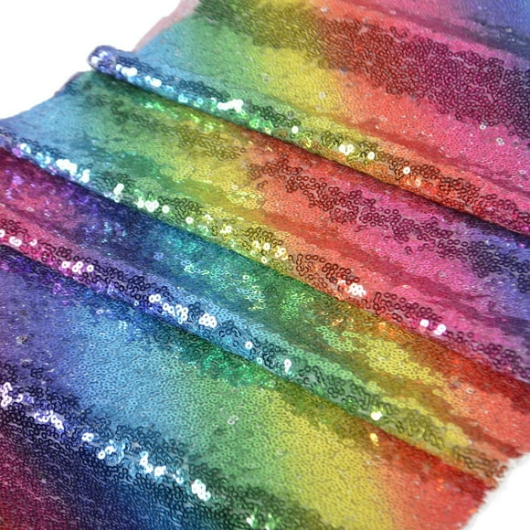 HWZWT 72" x 12 x 12 x 72" Rainbow Sequin Table Runner Rectangular Placemat Tablecloth Wedding Summer Hawaiian Party Holiday Baby Shower Christmas Table Setting Decoration