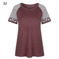 thumbnail image 1 of Camiseta de mujer con estampado de rayas, manga corta, blusa con cuello redondo, gris rojo, M Inevent AP001776-22, 1 of 7