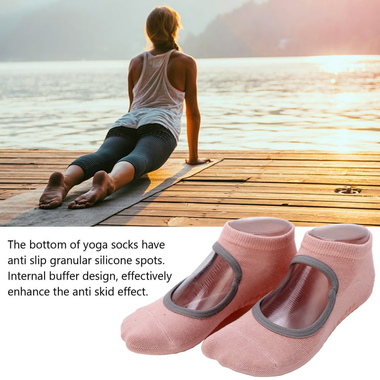 Women's Breathable Pilates Socks Fitness Sports Non slip Backless Yoga Socks  Pilates Perfect for Barefoot Training in Ballet Dance[pink] 