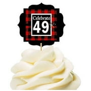 Anniversary / Birthday Lumberjack Buffalo Plaid Cupcake Picks - 12 Count