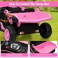 thumbnail image 6 of Lumiparty 24V 2-Seater Ride-On Dump Truck for Kids, Remote Control Construction Toy with Electric Dump Bed, Extra Shovel, 2WD/4WD, Music Player & Speeds Up to 4.35 MPH, Pink, 6 of 8