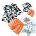thumbnail image 2 of Baby Toddler Boy Outfits Clothes Summer Kids Pattern Short Sleeve Button Down Shirt Shorts Set Casual Suit 2pcs, 2 of 8