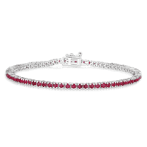 Genuine Ruby Bracelet For Women Sterling Silver 3.35 Carats Pink Tennis Jewelry For Her