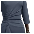 thumbnail image 5 of Miusol Women's Retro 3/4 Sleeve Ruched Elegant Business Pencil Sheath Dress, 5 of 6