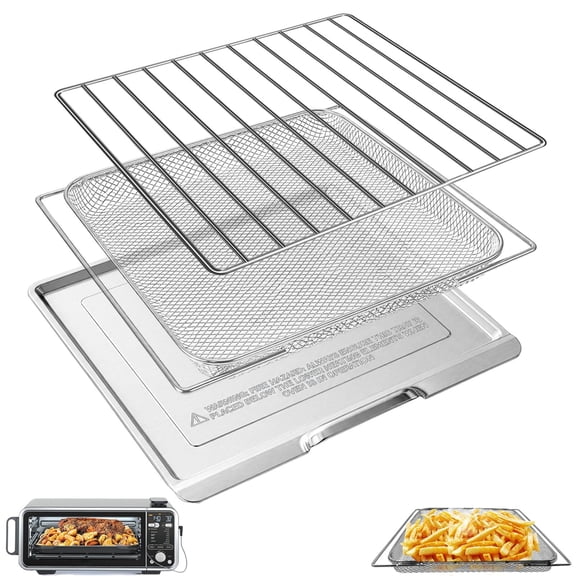 GWY Air Fryer Crumb Tray Basket Wire Rack kit for Ninja Foodi 13 in 1 SP351 SP301 Air Fry Countertop Toaster Oven, 13.5''×12.3'' Air Fryer Replacement Parts Accessories Drip Pan Grill Rack