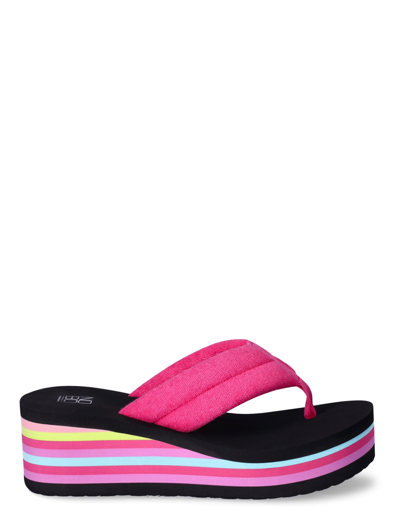 No Boundaries Women's Mid-Heel Platform Thong Wedge Sandals