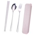 thumbnail image 1 of Set De Palillos De De Tenedor Set De Cubiertos De Acero Inoxidable Cubiertos Portátiles Utensilios De Viaje Con Estuche De Transporte Palillos cuadrados 3 piezas de plata Soledad Cubiertos de viaje, 1 of 8
