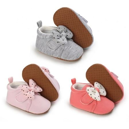 

Baby Girls Shoes Soft Sole Infant Sneakers High-top Ankle Toddler Prewalker Newborn Bowknot First Walker Anti-slip Crib Shoes