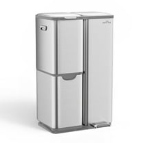 mVm 16 Gal Kitchen Trash Can, 3 Compartment Garbage Can, Heavy Duty Anti Fingerprint Brushed Recycling Bin for Office Home（Tin）