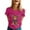 A-Hot Pink, variant on Women's T Shirts Cow Graphic Print Short Sleeve Crewneck Loose Tee Blouses