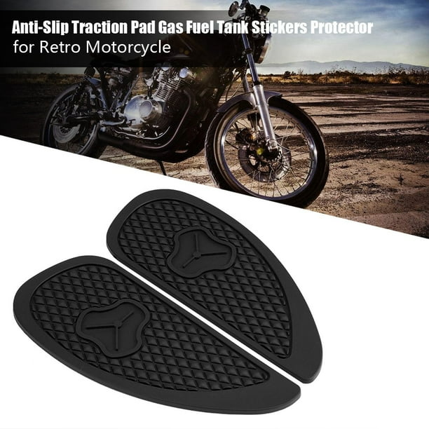Hlyjoon 2 piezas motocicleta antideslizante almohadilla de tracción gas combustible tanque pegatinas protector piezas de repuesto aptas para moto retro universal(Negro) Higoodz Accesorio de coche
