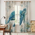 thumbnail image 3 of Teal Sea Turtle Coastal Kitchen Curtains Window Panels, Vintage Summer Beach Nautical Insulated Window Treatment Curtain, Grommet Curtains for Bedroom/Living Room/Bathroom, 2 Piece 42"Wx84"L, 3 of 8