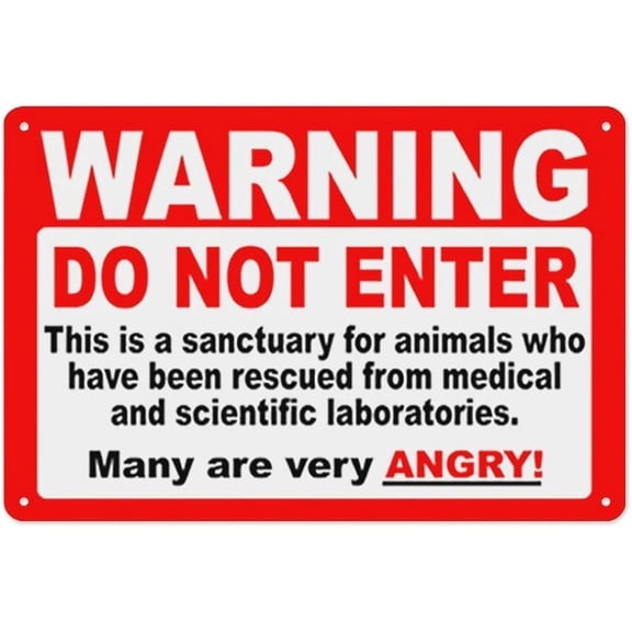 Warning Do Not Enter Sanctuary for Rescued Animals Metal Sign 12x8 Inch Aluminum High-Durability for Home Outdoor Garden Animal Shelter