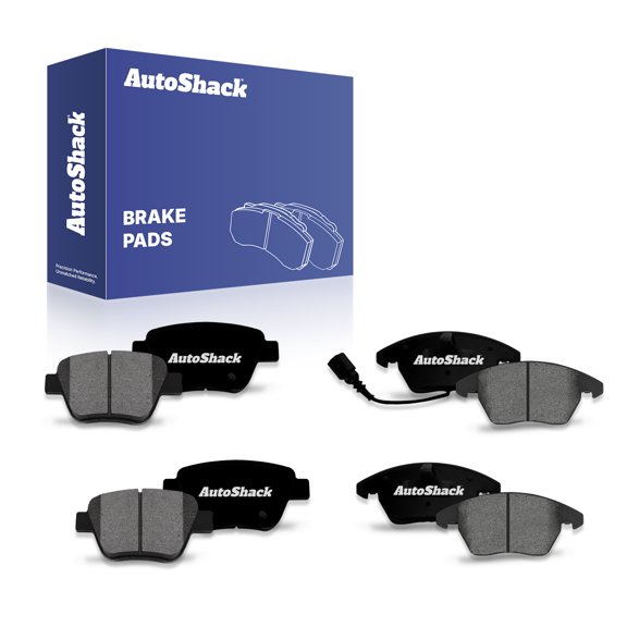AutoShack Front & Rear Premium Ceramic Brake Pad Set for Volkswagen & Audi, Jetta 2010-2014 Beetle 2012-2013 Golf 2010-2013 A3 2009-2013 Eos 2009-2011, FWD L4 1.8L 2.0L L5 2.5L