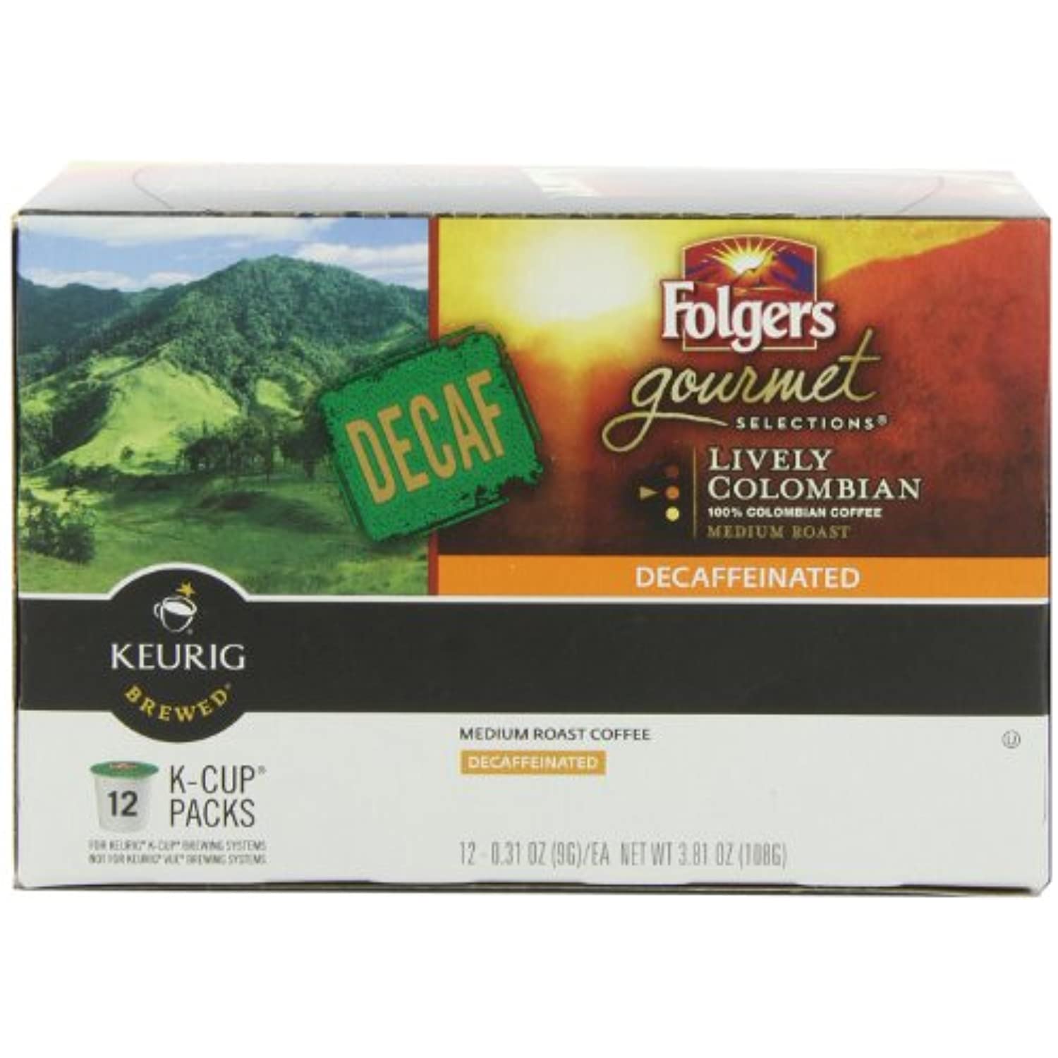 Folgers Gourmet Sele Countions Coffee, Lively Colombian, Decaffeinated