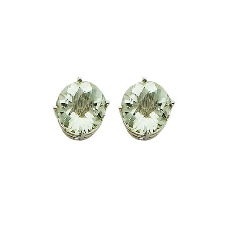 Gemaffair 14k White Gold Basic Round Solitaire Green Quartz Stud 14k White Gold Basic Round Solitaire Green Quartz Stud Earrings