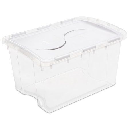 - Sterilite 48 Qt./45 L Hinged Lid Storage Box, White