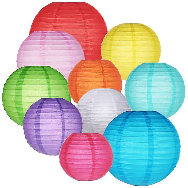 Farolillos de papel coloridos chinos oso de fresa 10 paquetes redondos