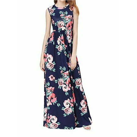 Printed Chiffon Dress - Sleeveless Floral Print Women Long Maxi Dress Chiffon Bench Dresses