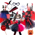 thumbnail image 2 of Disfraz De payaso Joker para niñas, disfraz De Cruella De Vil, villano De Halloween, fantasía, vestido De punto, tutú De cumpleaños para niños, 2 of 5