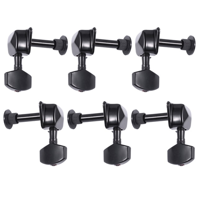 6pcs Mini Square Head Semi-closed Vintage Style Guitar Machine Heads 3R3L Tuning Pegs for Guitar Bass (Black)