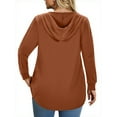 thumbnail image 5 of WellSize Hoodies for Women Plus Size Long Sleeve Lightweight Sweatshirts Button Tunic Fall Tops V Neck Pullover, 5 of 8