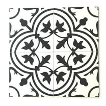 8x8 Flora Black White Porcelain Tile by (10pcs)