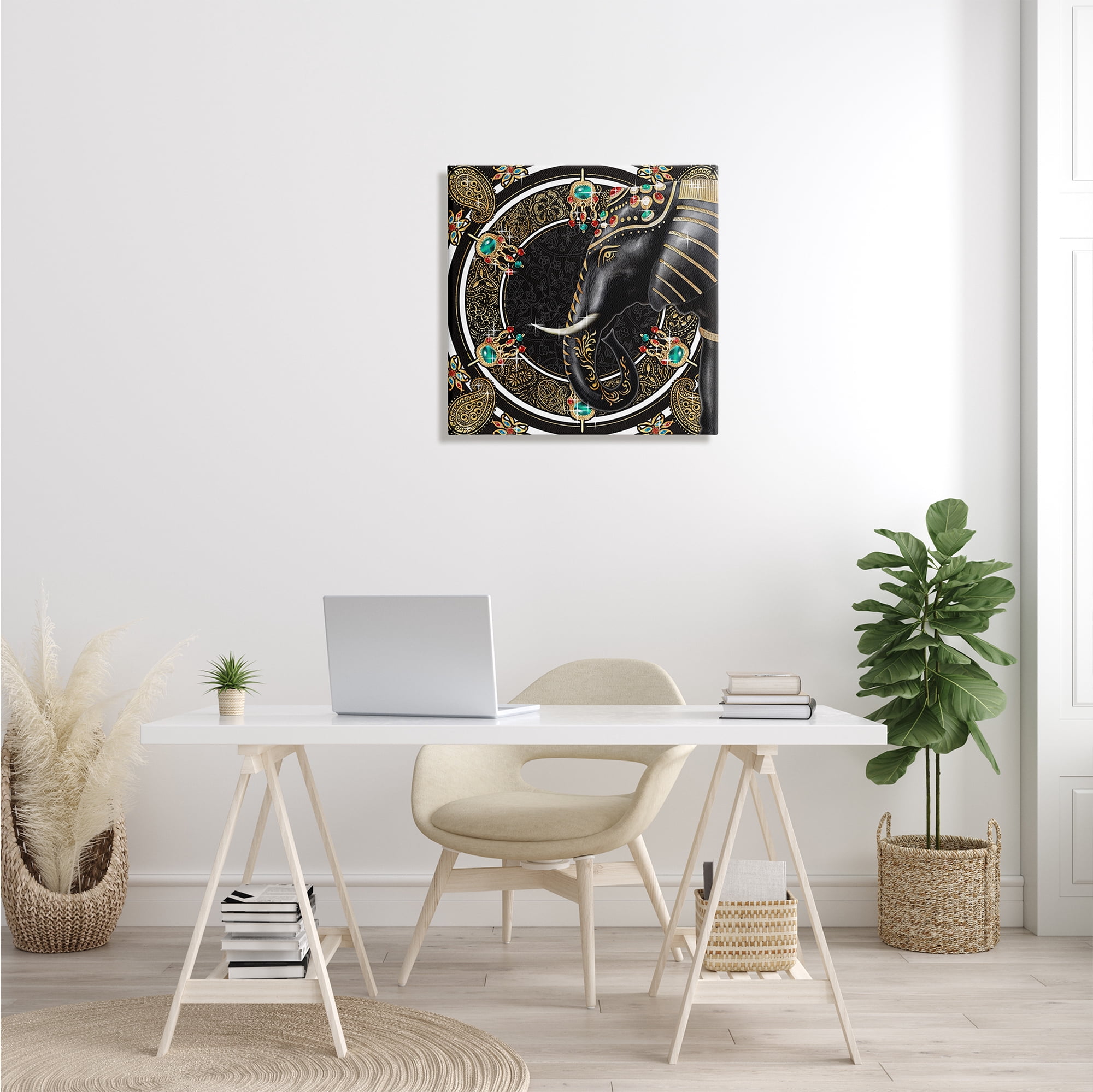 Stupell Industries Glam Elephant Regal Jewelry Paisley Pattern, 24 x 24, Design by Ziwei Li