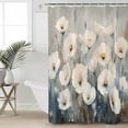 thumbnail image 2 of Small Stall Shower Curtain 36x78 Inch Narrow Half Size White Spring Floral Bath Curtains Bathroom Decor Modern Oil Painting Farmhouse Flower Waterproof Fabric Shower Curtain Set with Hooks 36 Inch, 2 of 6