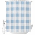thumbnail image 2 of Blue Checkered Shower Curtain, Waterproof Shower Curtains for Bathroom, Blue White Buffalo Plaid Washable Fabric Cloth Bathroom Curtain Set Bathtub Decor with Hook 66''x72'', 2 of 9