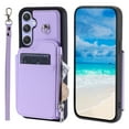 thumbnail image 2 of SaniMore for Samsung Galaxy A54 5G PU Leather Case, Zipper Purse RFID Blocking 4 Card Slots Removeable Wrist Strap Protective Handbag Flip Cover Stylish Shockproof for Girls Women, Purple, 2 of 8