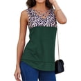 thumbnail image 3 of Camiseta Sin mangas Jumpingount con cuello en V y costuras de leopardo Verde XXL, 3 of 6