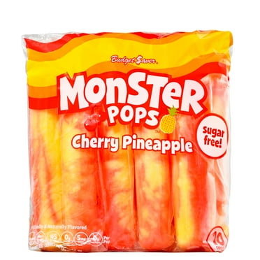 Budget Saver Sugar Free Cherry Pineapple Monster Pops, 3 fl oz, 10 Count