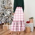 thumbnail image 6 of LWavelet Plaid Tiered Maxi Skirt Women Stylish Fall Casual Flowy Versatile Bottoms Pink S, 6 of 6