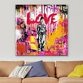 thumbnail image 2 of IDEA4WALL Canvas Print Wall Art Love Typography Color Woman Spray Paint Graffiti & Street Art Abstract Illustrations Modern Art Decorative Bohemian Multicolor for Rooms - 24"x24", 2 of 5
