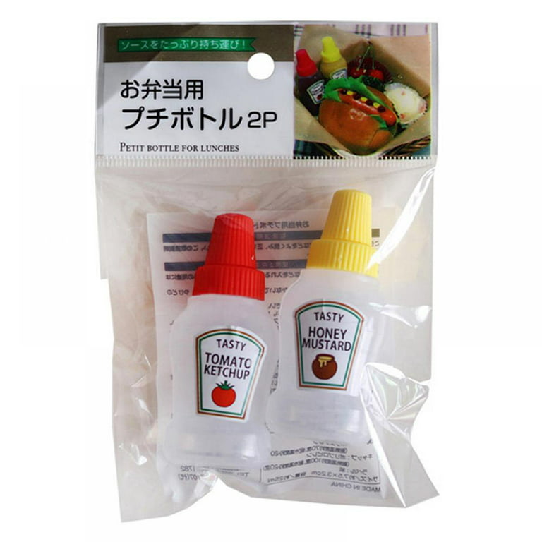 2 Pieces Mini Condiment Squeeze Bottles Plastic Ketchup Bottle Bento Box Honey Salad Container, 2pcs