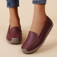 thumbnail image 2 of Rokment Women's Protective Toe Walking Shoes Comfortable Leather Slip on Flat Loafers Orthotic Non Slip Work Fashion Sneakers Wine Size 7.5, 2 of 7