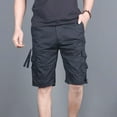 thumbnail image 4 of hoksml Men Fashion Cargo Shorts Casual Comfy Solid Color Multiple Pockets Drawstring Adjustable Legs Regular Hiking Short Five-quarter Length Trousers, 4 of 4