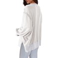 thumbnail image 4 of Sweats pour Femmes Col Rond Chute Légère Couleur Unie 2023 Mode Chaud Coupe Oversize Sweatshirts, 4 of 4